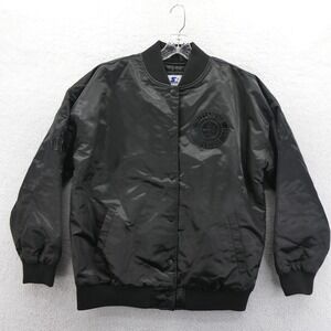 Starter Jacket Womens Medium Pittsburgh Steelers Black Satin Bomber Vintage Y2K